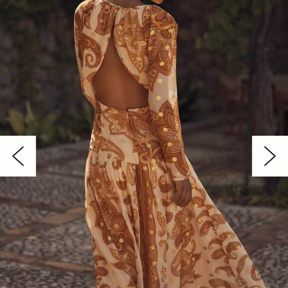 FARM Rio Cream and Brown Paisley Long-Sleeve Maxi Dress - Picture 2 of 4